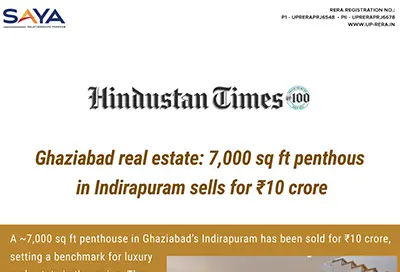 Hindustan Times - Ghaziabad real estate: 7,000 sq ft penthouse in Indirapuram sells for ₹10 crore